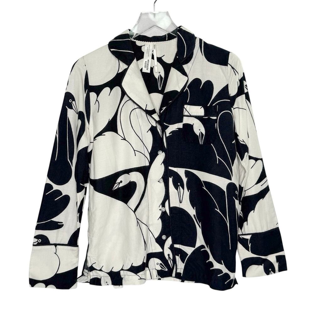 Cecilia Pettersson x Anthro Flannel Buttondown Pyjama Top Swan XXS Oversized